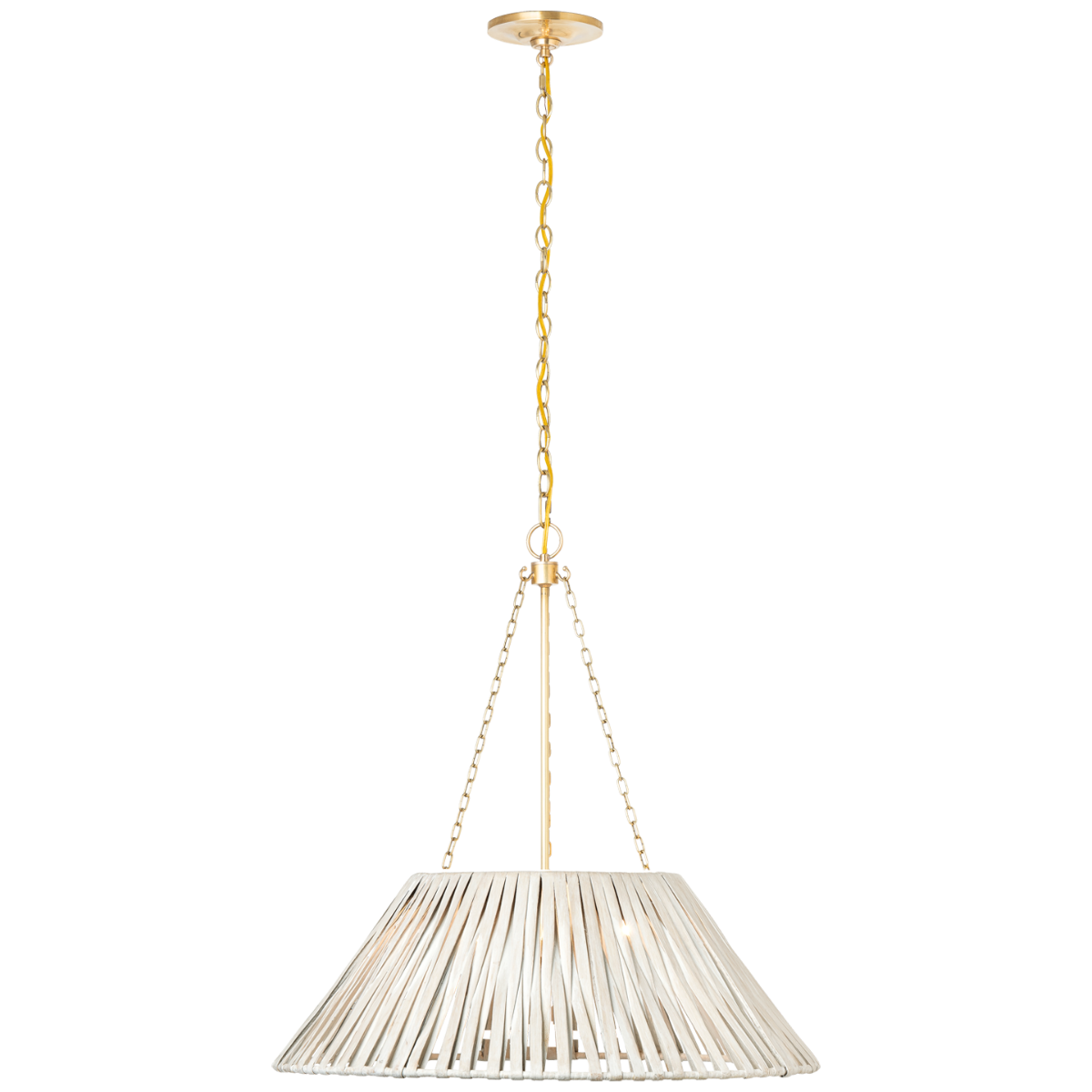 Corinne 24" Wrapped Hanging Shade | Soft Brass | White Wicker Shade