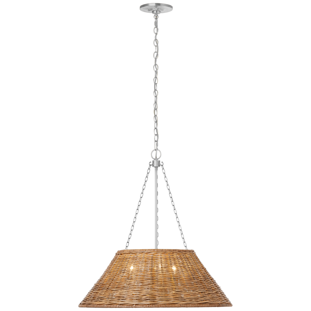 Corinne 24" Woven Hanging Shade | Polished Nickel | Natural Wicker Shade
