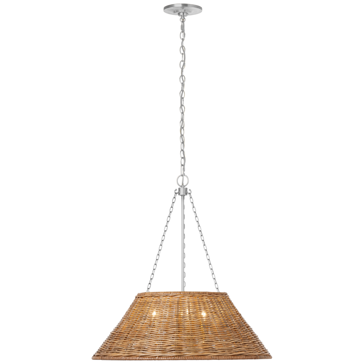 Corinne 24" Woven Hanging Shade | Polished Nickel | Natural Wicker Shade