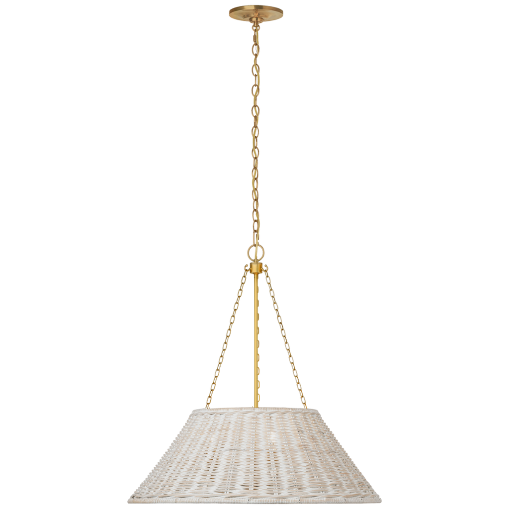 Corinne 24" Woven Hanging Shade | Soft Brass | White Wicker Shade