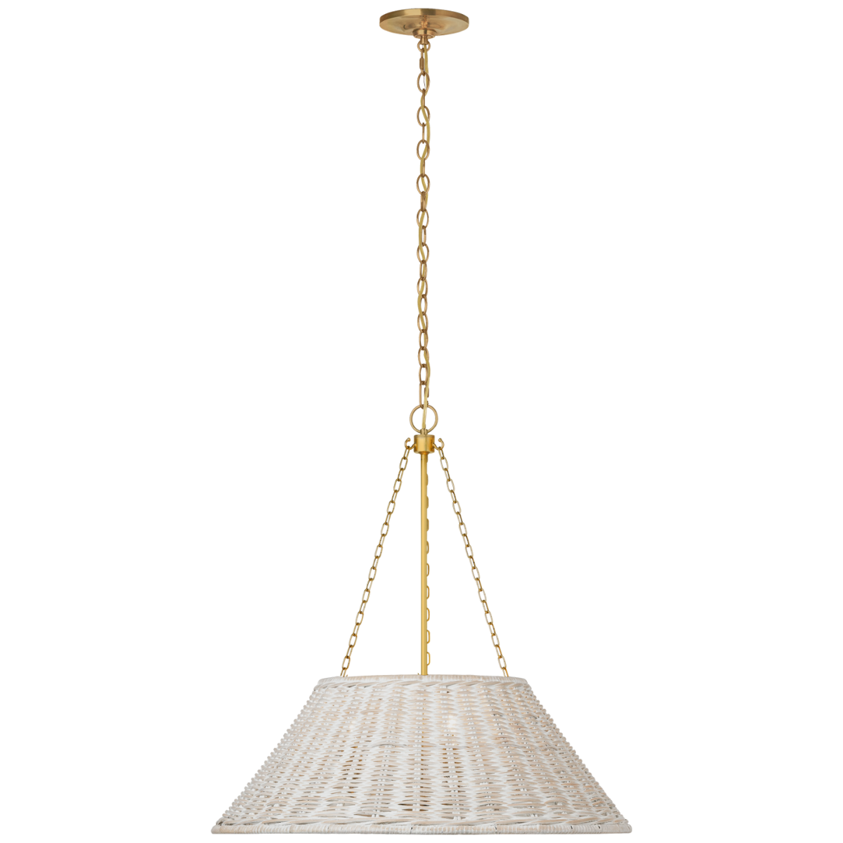 Corinne 24" Woven Hanging Shade | Soft Brass | White Wicker Shade