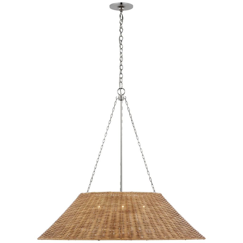 Corinne Extra Large Woven Hanging Shade | Polished Nickel | Natural Wicker Shade