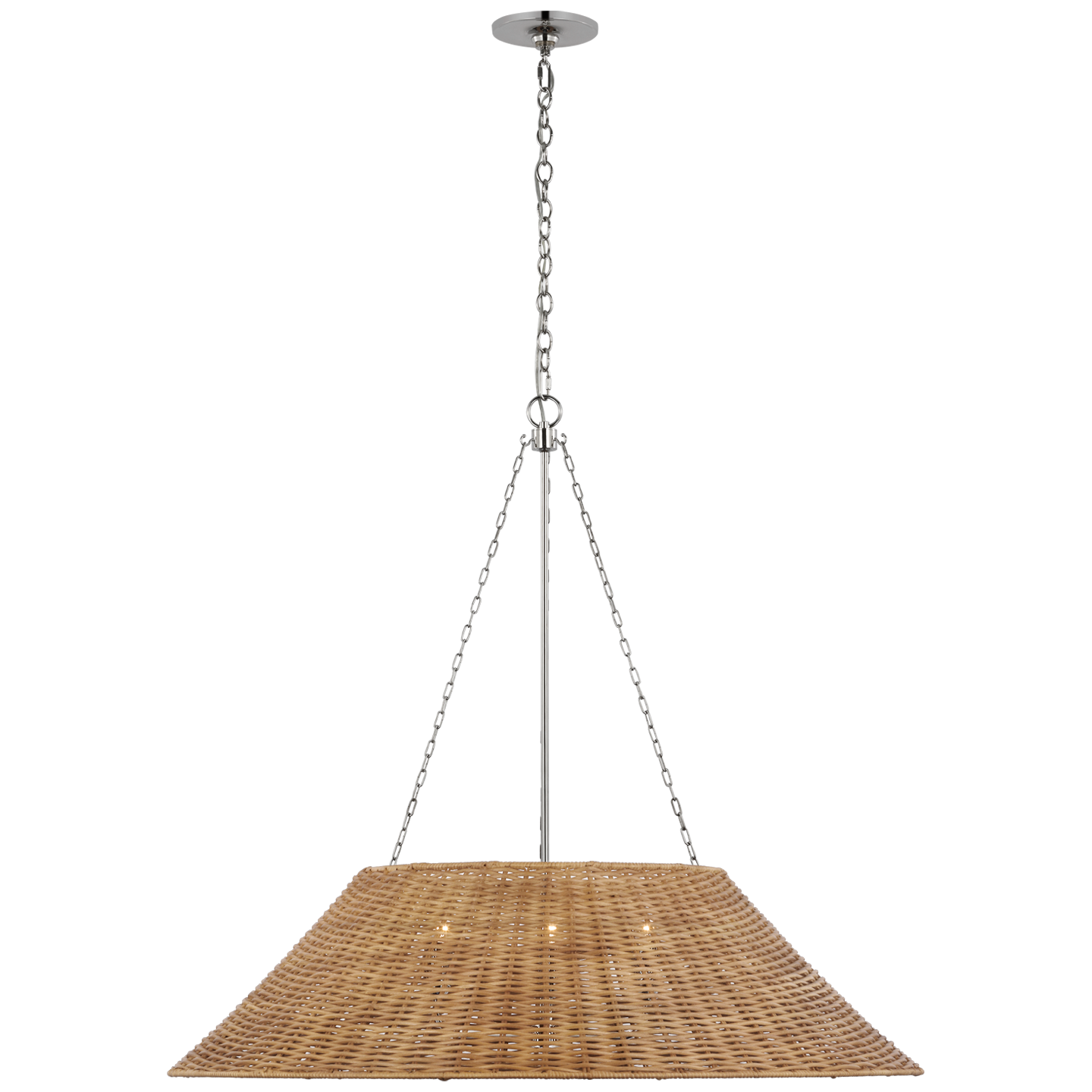 Corinne Extra Large Woven Hanging Shade | Polished Nickel | Natural Wicker Shade