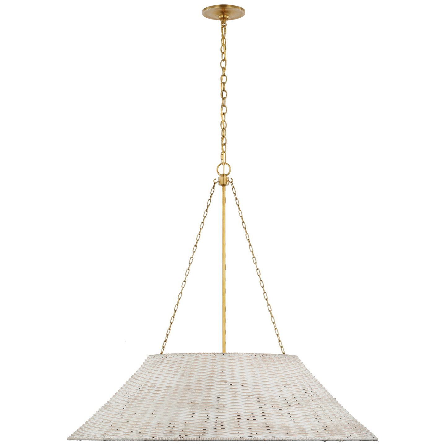 Corinne Extra Large Woven Hanging Shade | Soft Brass | White Wicker Shade