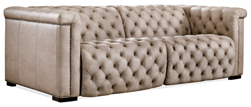 Savion 2 over 2 Sofa with Power Recline & Power Headrest | Light Brown