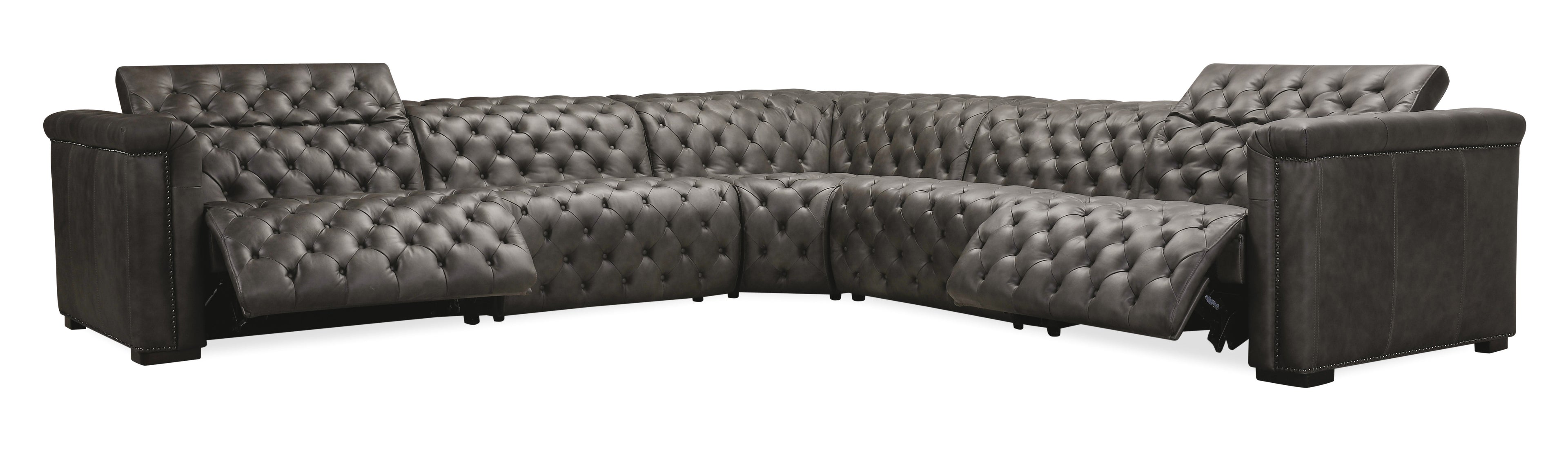 Savion Grandier 5-Piece Sectional with Power Recline & Power Headrest | Coffee Brown