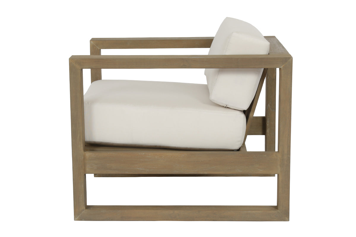 Coastal Teak Club Chair in Canvas Canvas, No Welt