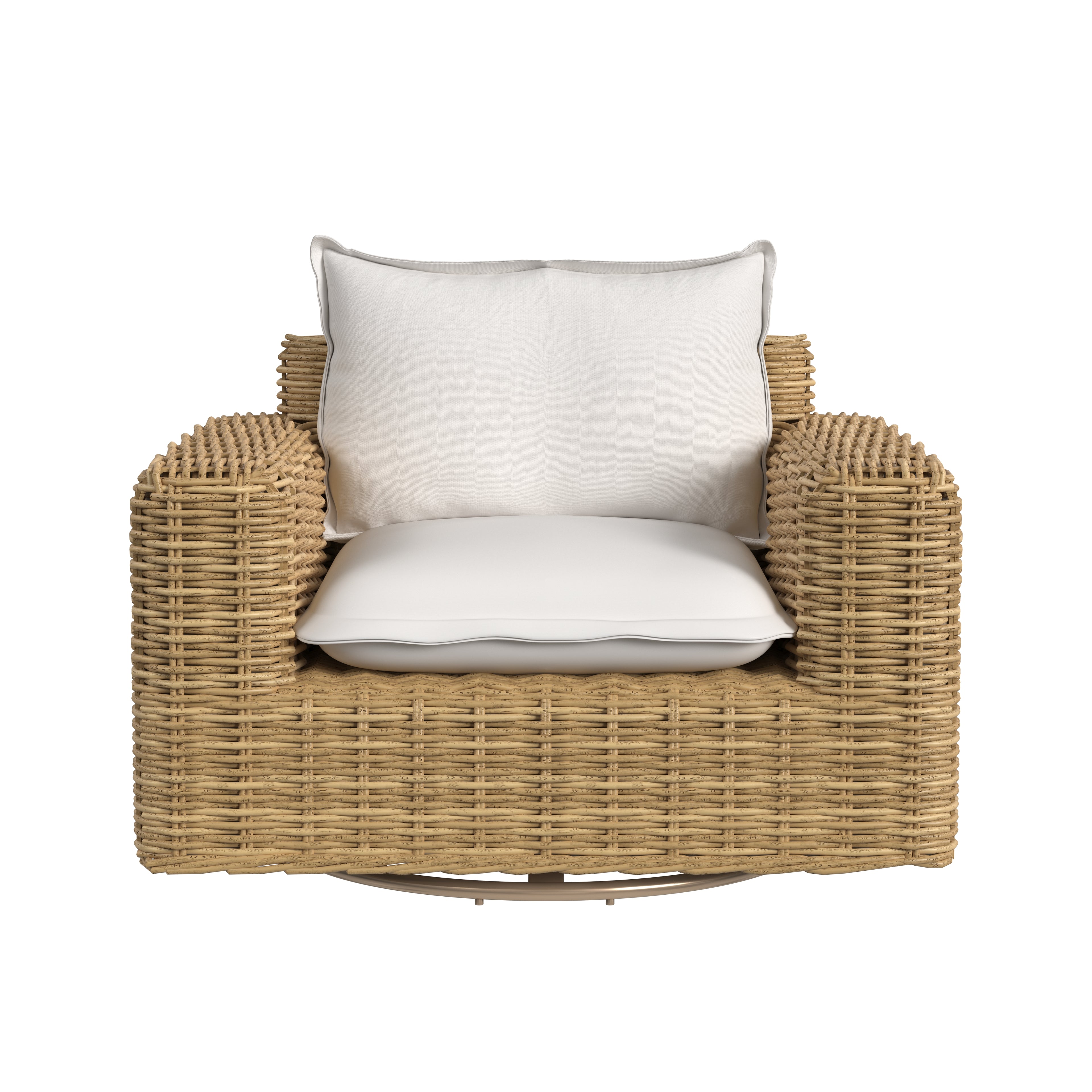 Playa Oversized Swivel Club Chair in Soothe Pearl w/ Flange Welt