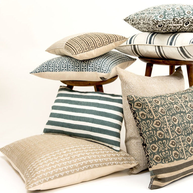 Misa Teal on White Pillow