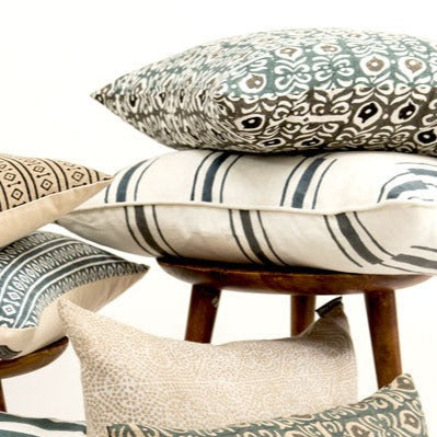 Beni Teal on White Pillow