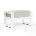 Newport Ottoman in Cast Silver, No Welt