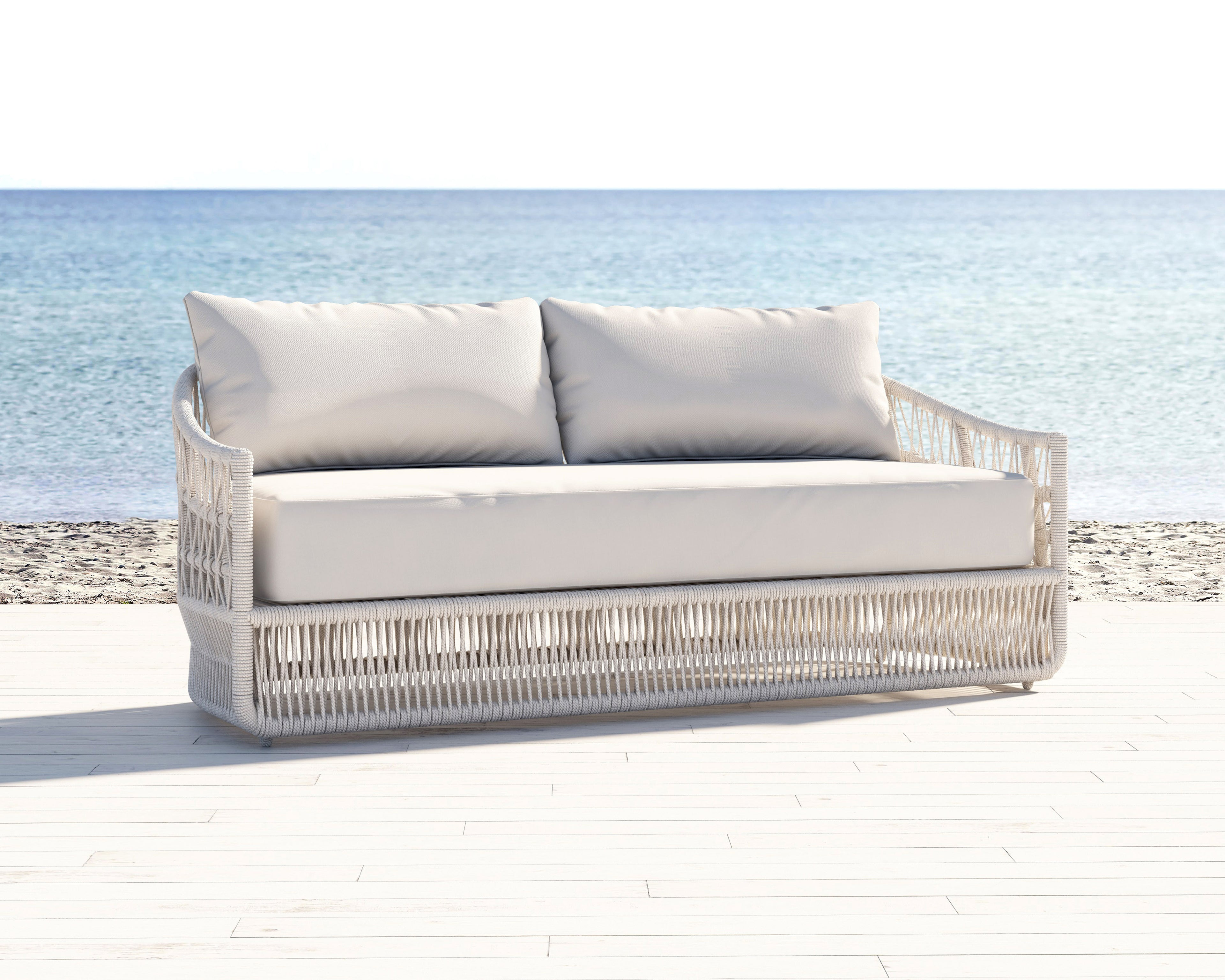 Dana Rope Sofa in Linen Canvas w/ Self Welt
