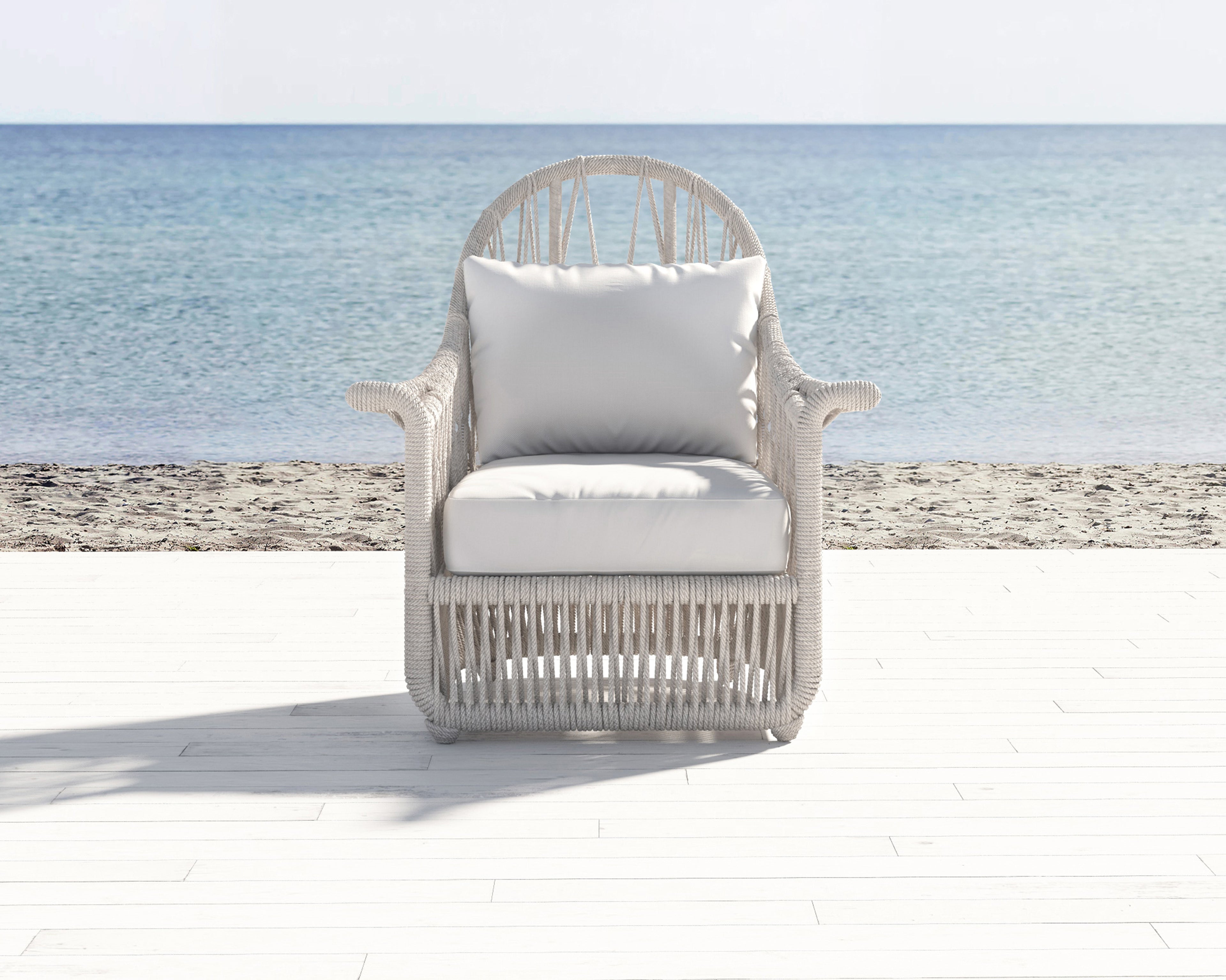 Dana Rope Wing Chair in Linen Canvas w/ Self Welt