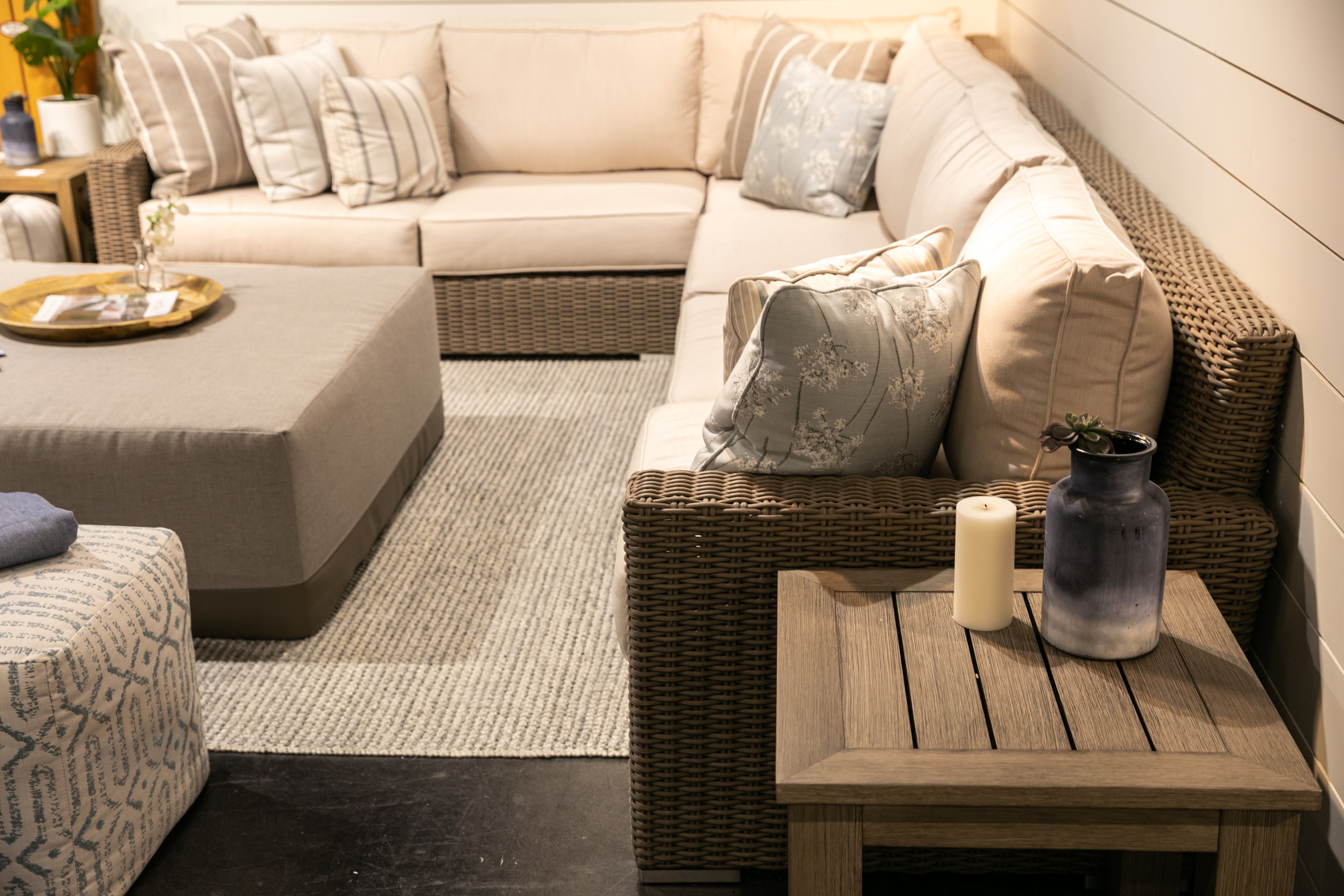 Coronado Sectional in Canvas Flax w/ Self Welt