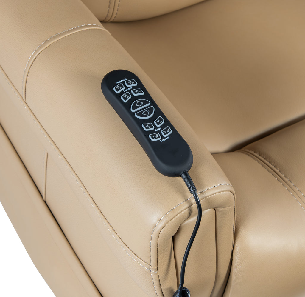 Carroll Power Recliner with Power Headrest, Lumbar & Lift | Beige