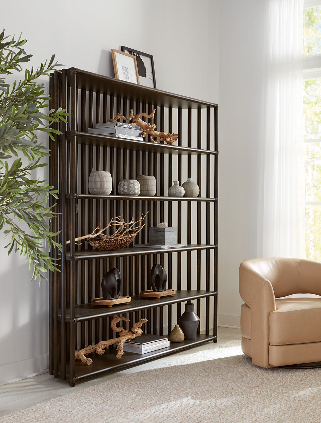 Retreat Slatted Bookcase | Black Sand