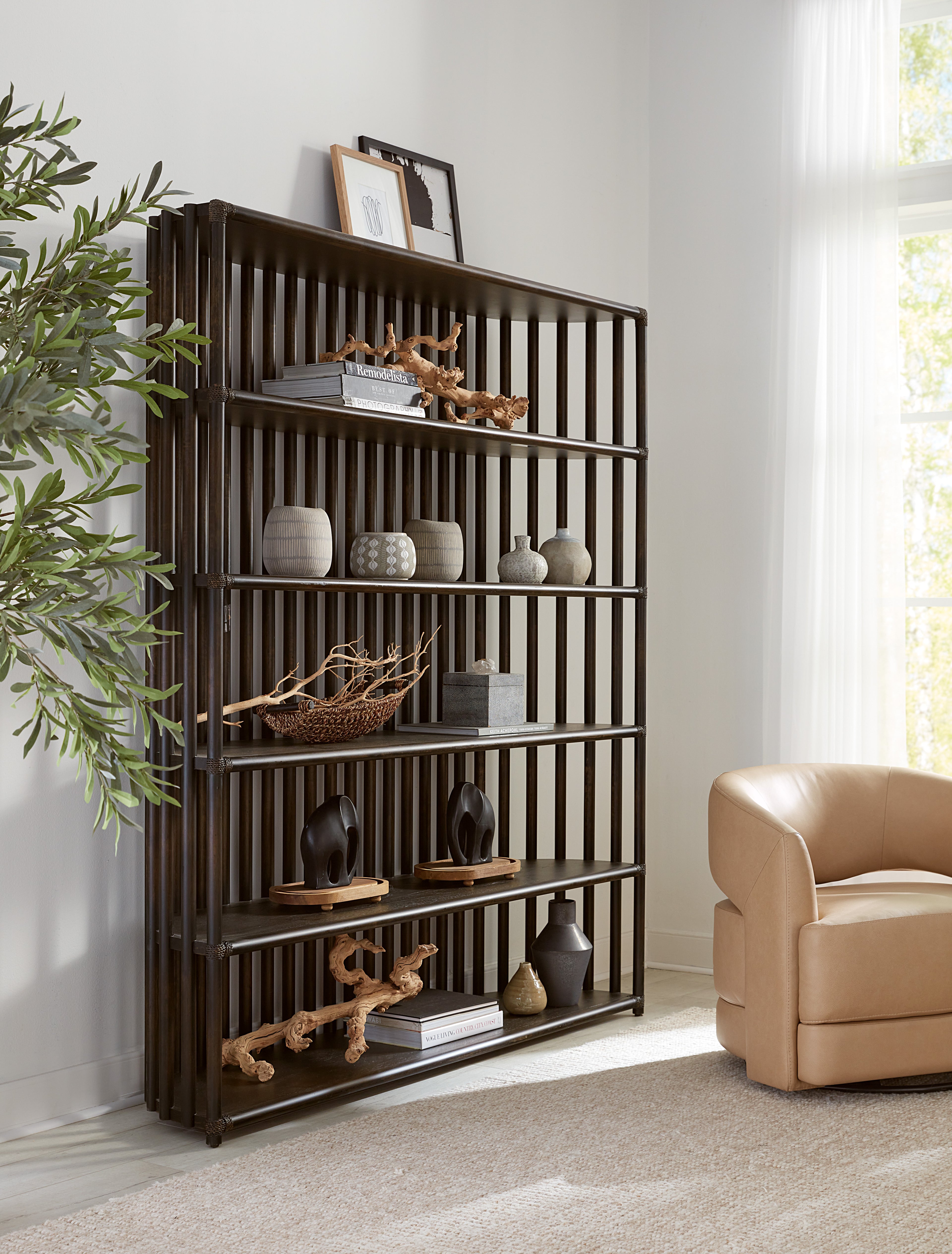 Retreat Slatted Bookcase | Black Sand