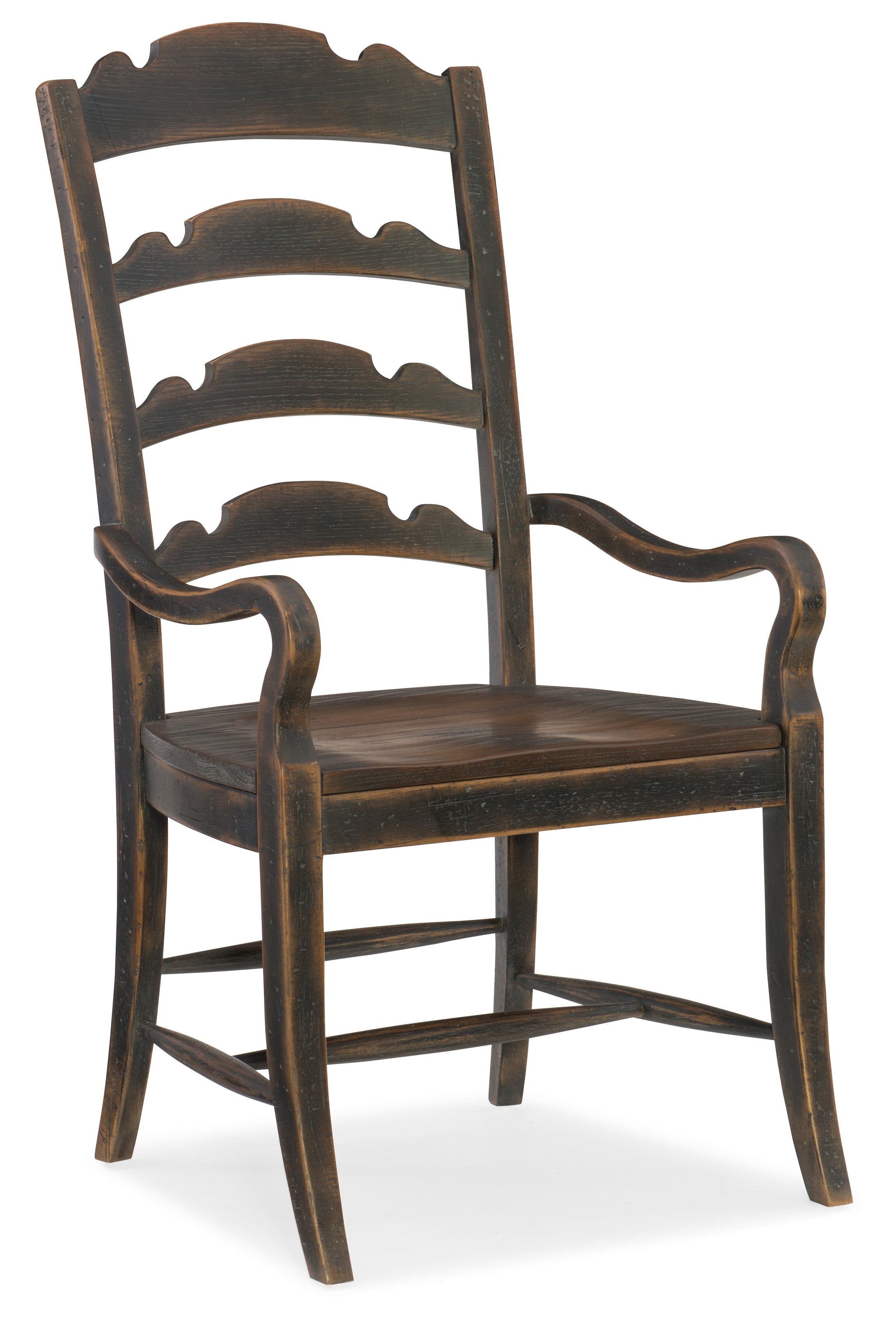 Hill Country Twin Sisters Ladderback Arm Chair | Aged Black