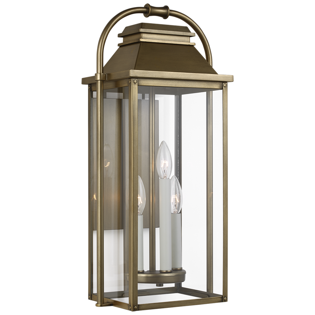 Wellsworth Medium Lantern Painted Distressed Brass