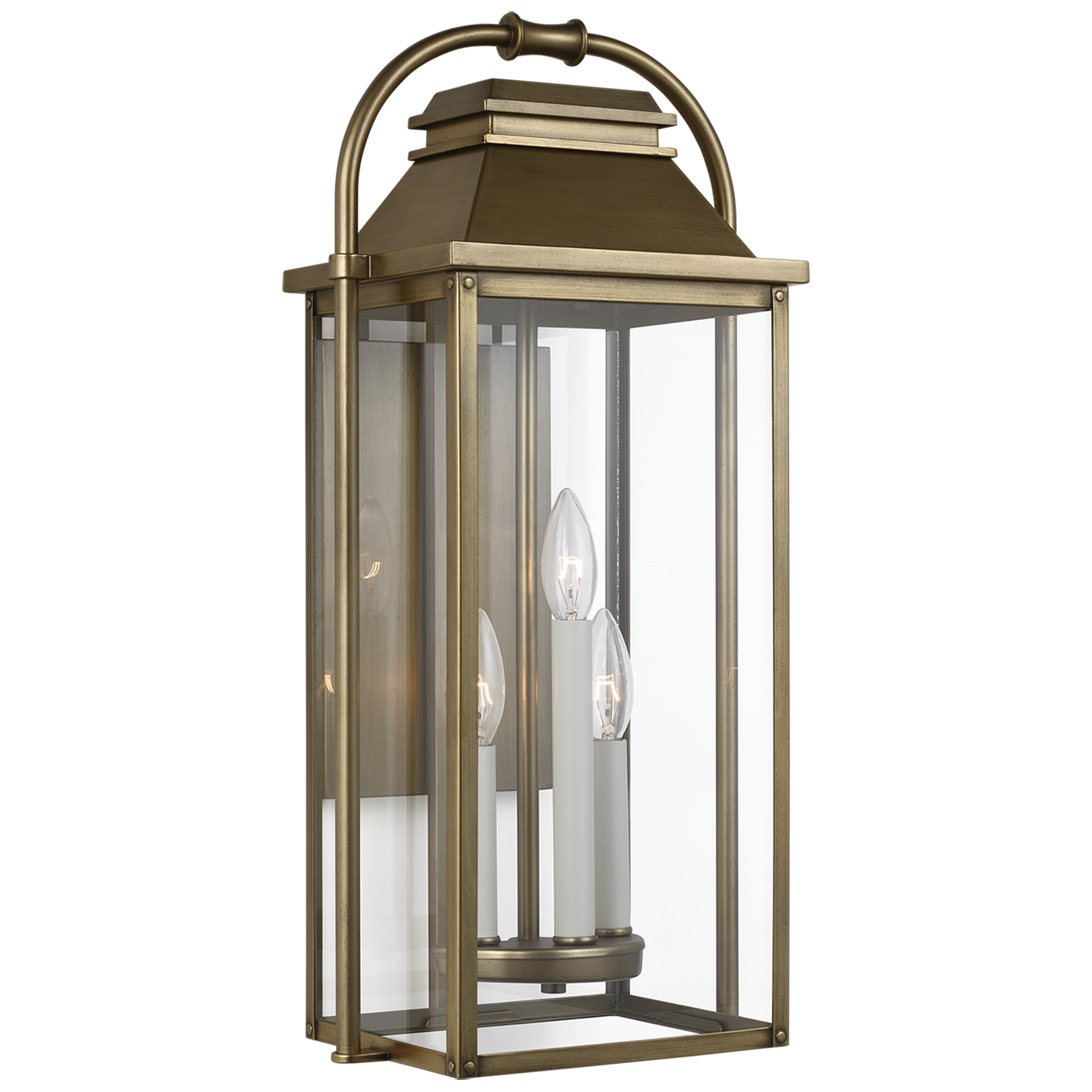 Wellsworth Medium Lantern Painted Distressed Brass