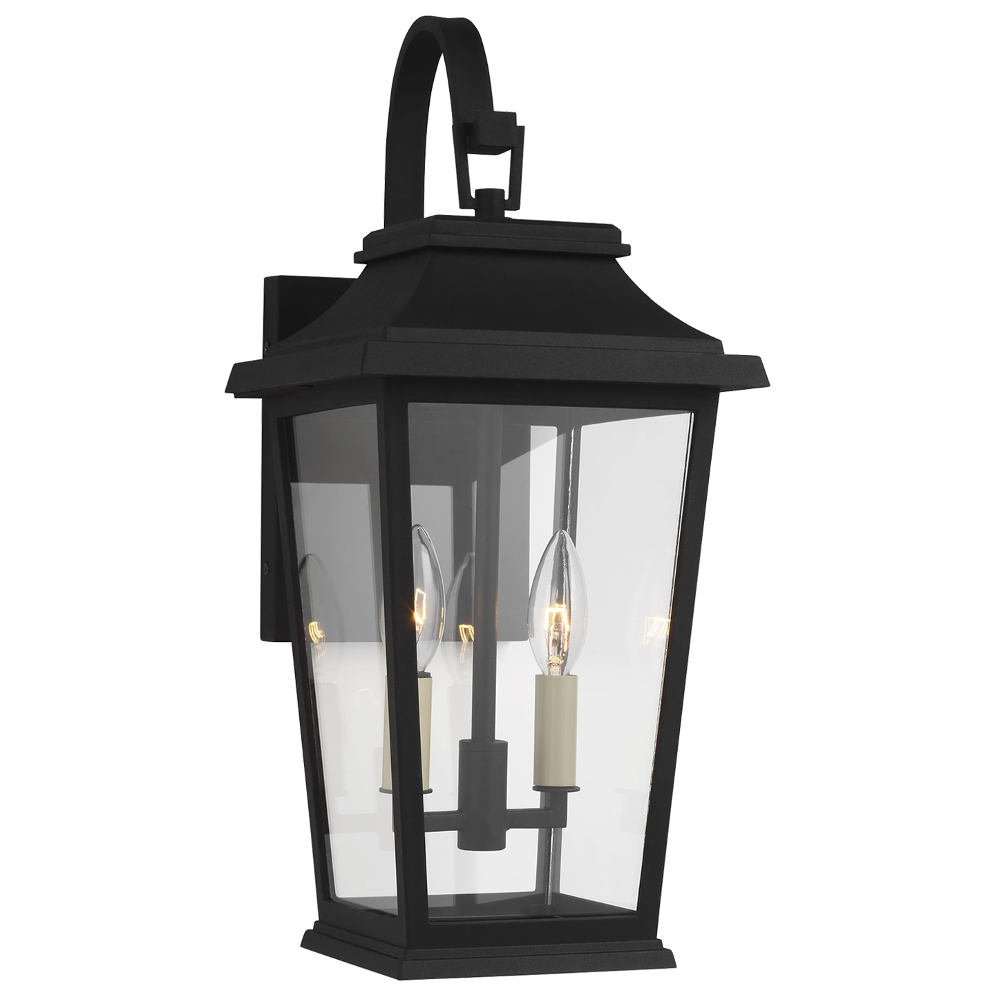 Warren Small Wall Lantern | Textured Black | Clear Glass Panels Bulb(s) Not Included