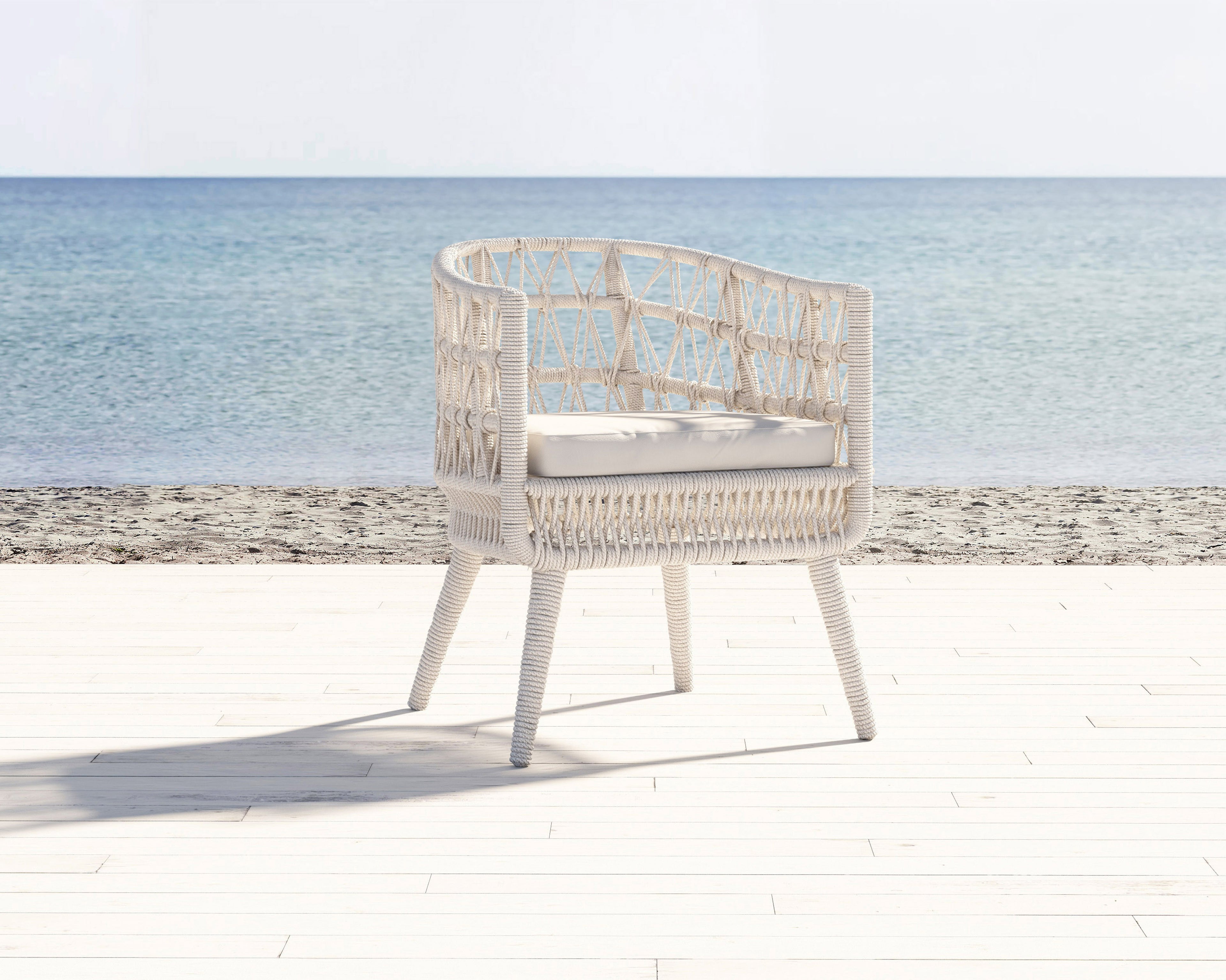 Dana Rope Dining Chair in Linen Canvas w/ Self Welt