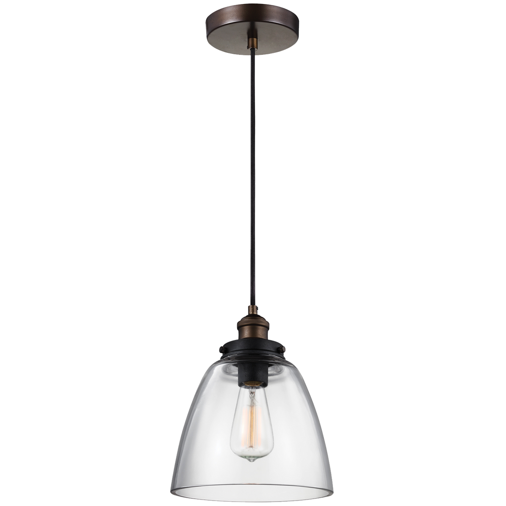 Baskin Dome Pendant | Painted Aged Brass / Dark Weathered Zinc