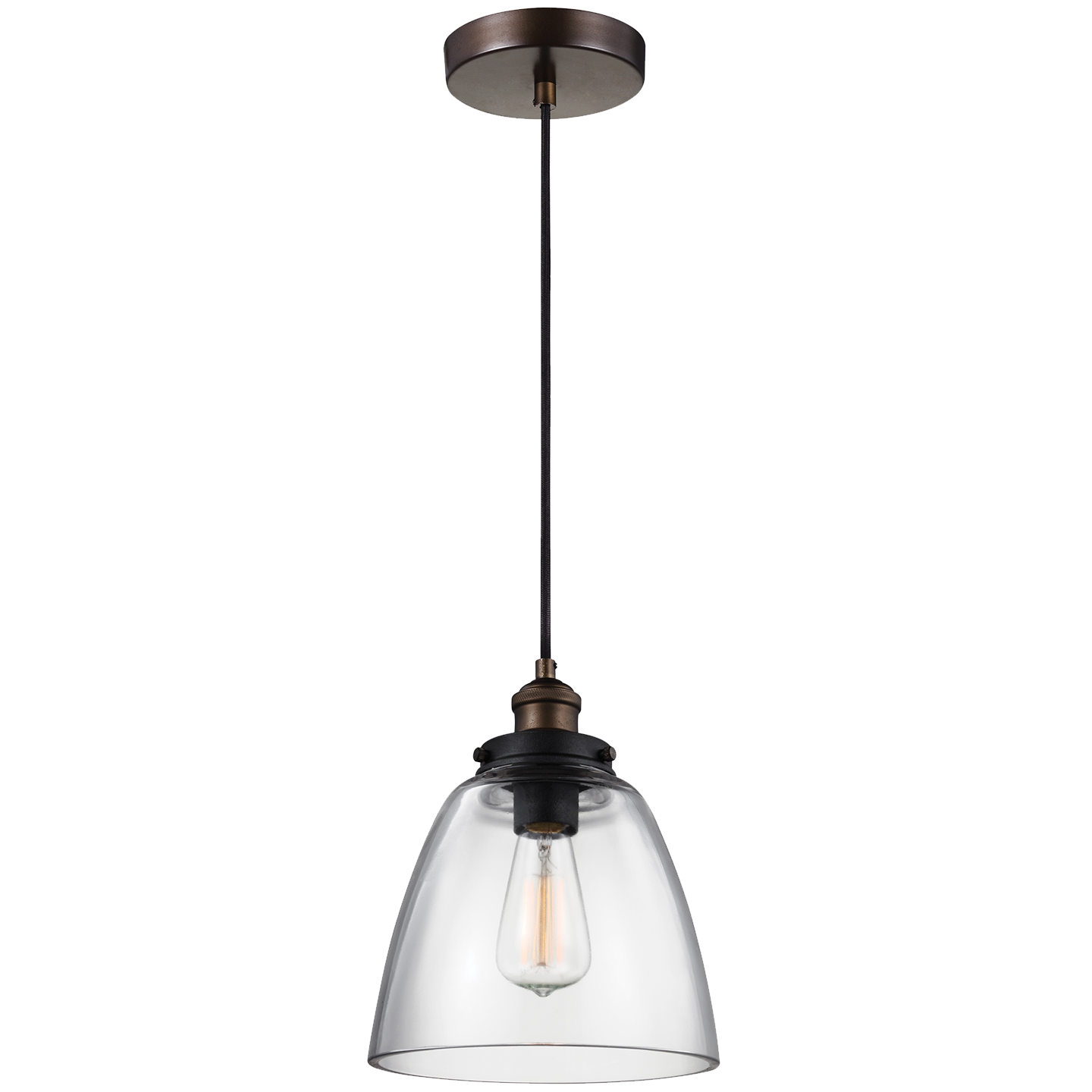 Baskin Dome Pendant | Painted Aged Brass / Dark Weathered Zinc