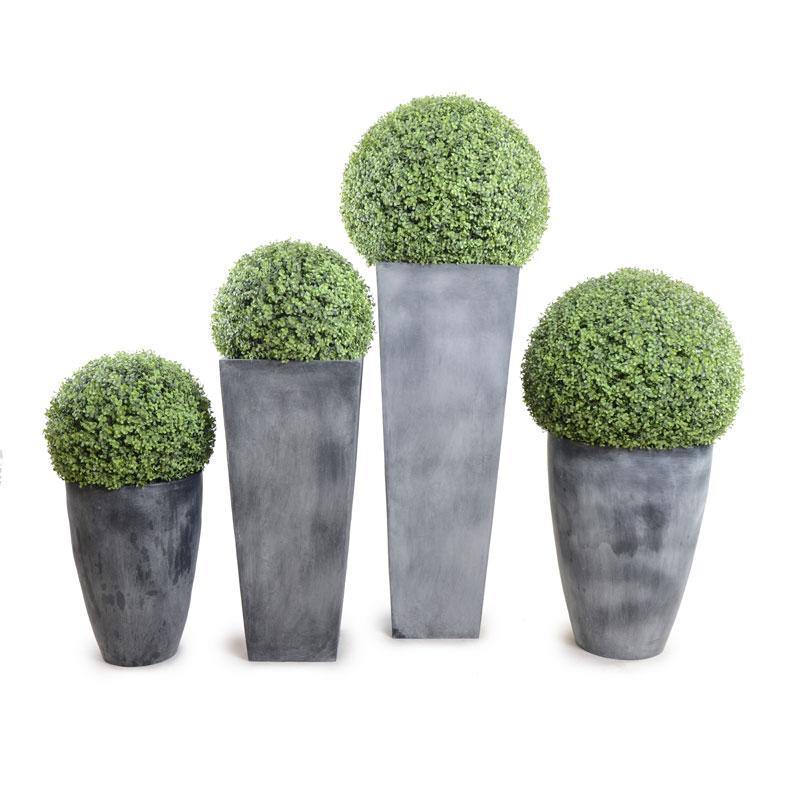 Boxwood Ball in Tapered Column 15"