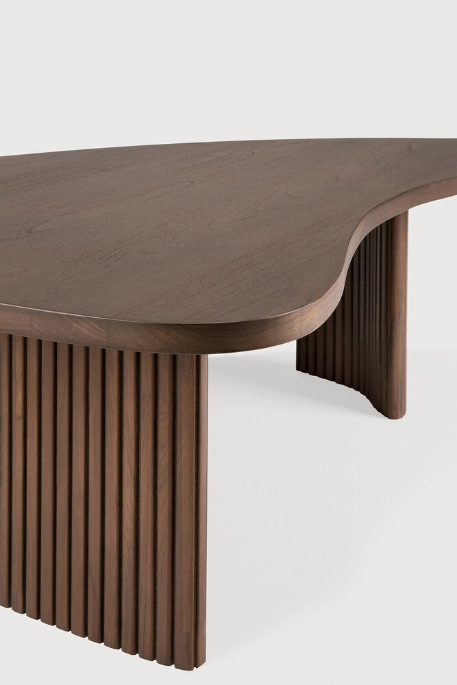 Boomerang Coffee Table | Varnished Teak | Brown | Pebble Shape | 35" X 24"
