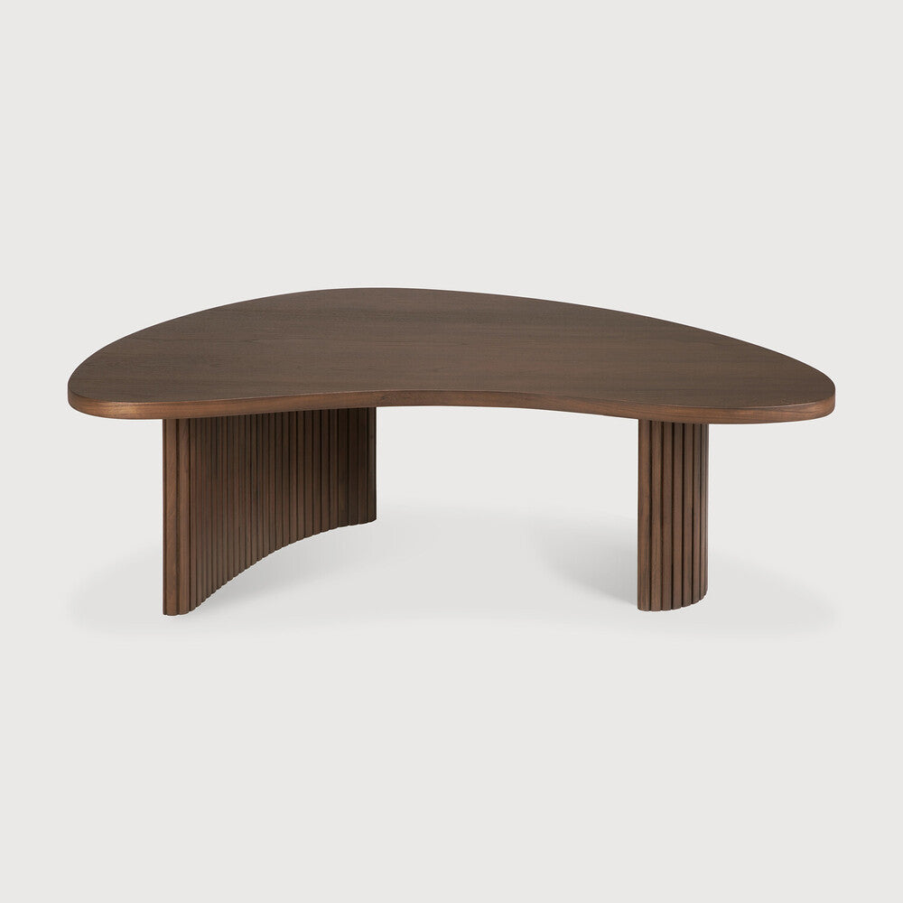Boomerang Coffee Table | Varnished Teak | Brown | Pebble Shape | 35" X 24"