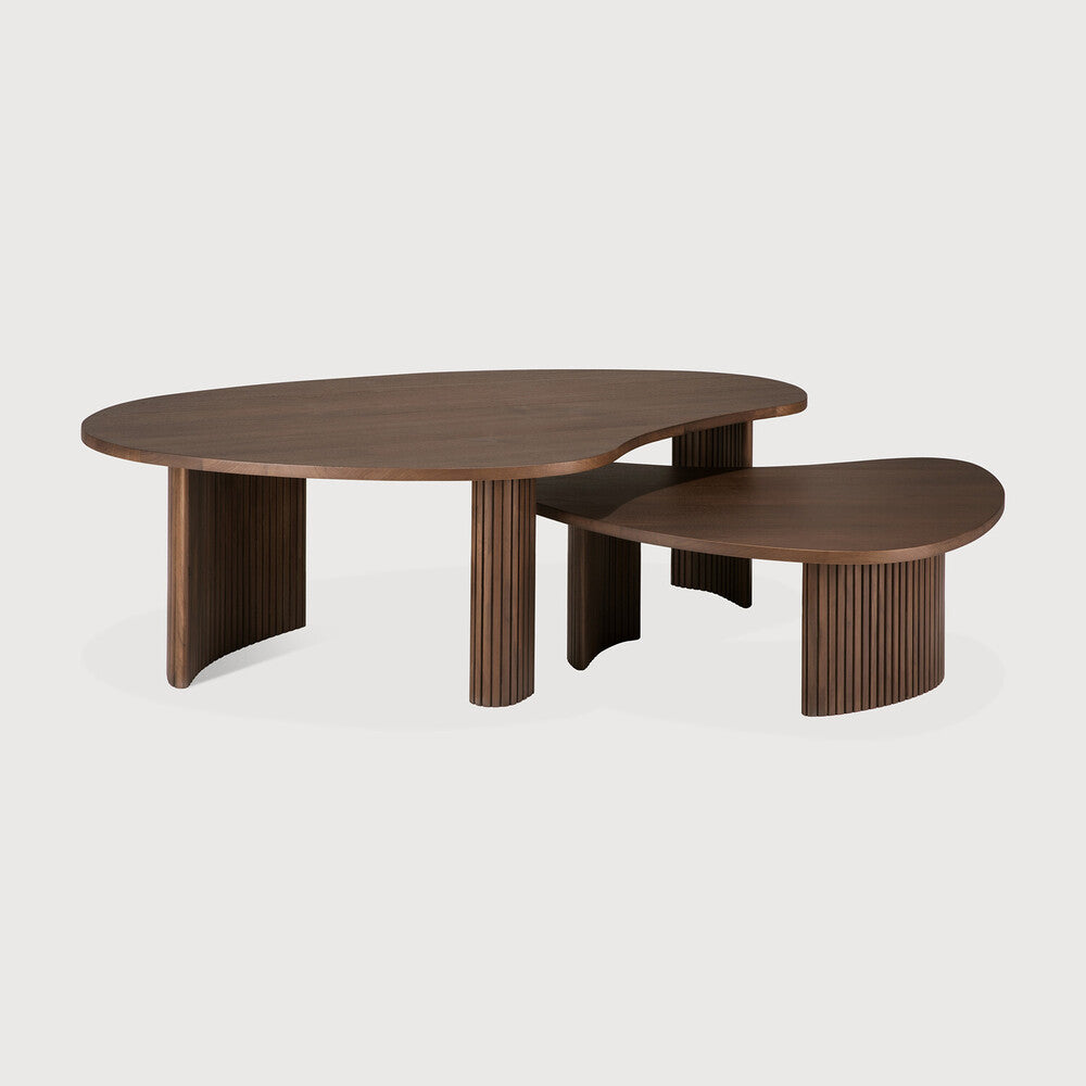 Boomerang Coffee Table | Varnished Teak | Brown | Pebble Shape | 35" X 24"