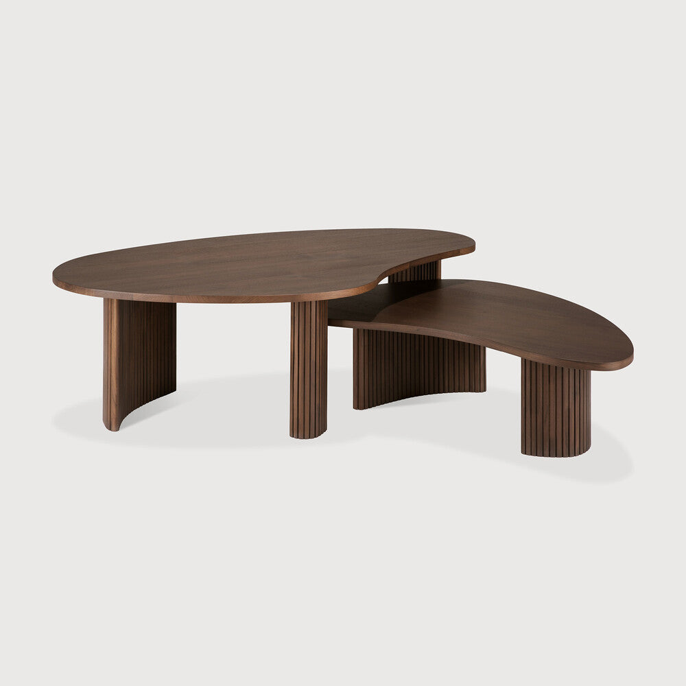 Boomerang Coffee Table | Varnished Teak | Brown | Pebble Shape | 35" X 24"