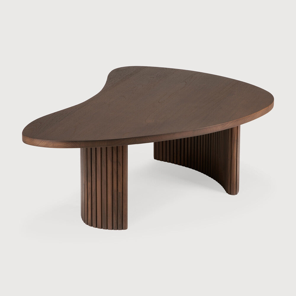 Boomerang Coffee Table | Varnished Teak | Brown | Pebble Shape | 35" X 24"