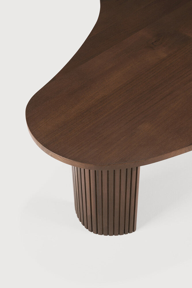 Boomerang Coffee Table | Varnished Teak | Brown | Pebble Shape | 50" X 29"