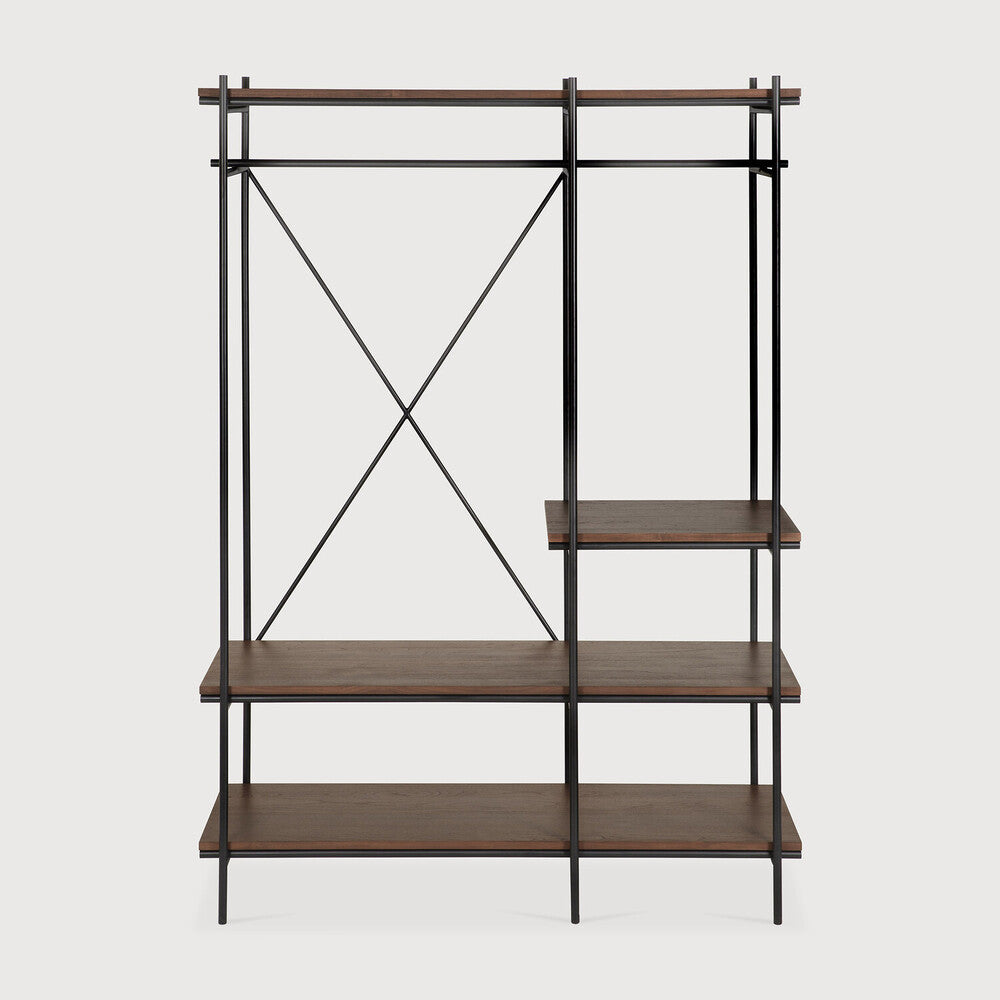 Oscar Hanging Rack | Varnished Teak | Brown | With Garment Rail