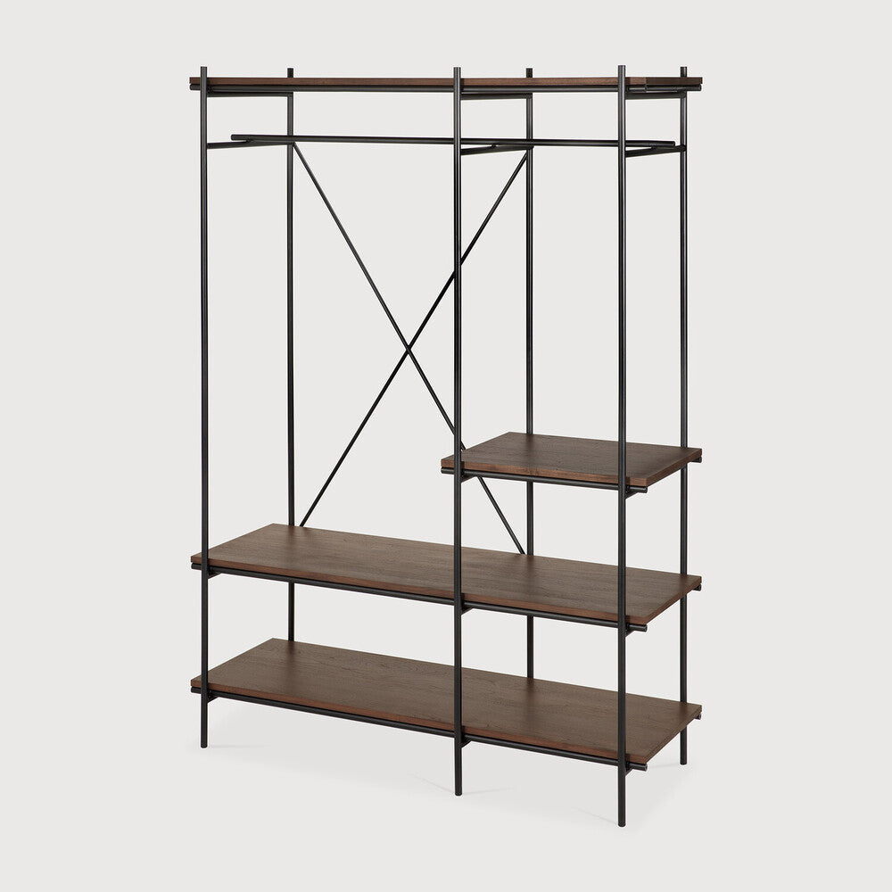 Oscar Hanging Rack | Varnished Teak | Brown | With Garment Rail