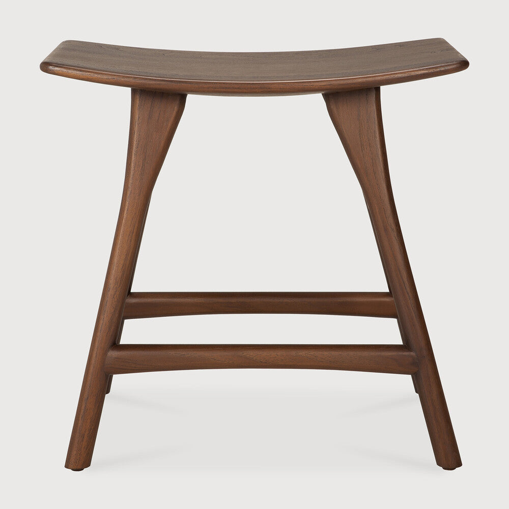 Osso Stool | Varnished Teak | Brown