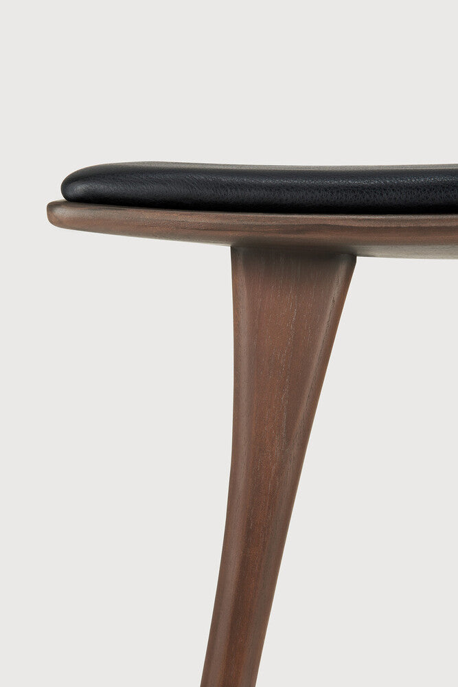 Osso Counter Stool | Varnished Teak | Brown | Black Leather