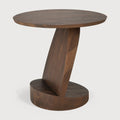 Oblic Side Table | Varnished Teak | Brown | Round