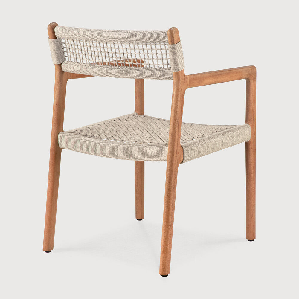Jack Woven Outdoor Dining Chair Frame | Teak | Beige Cord | With Arms