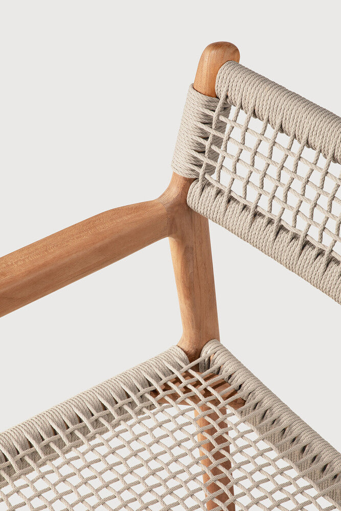 Jack Woven Outdoor Dining Chair Frame | Teak | Beige Cord | With Arms