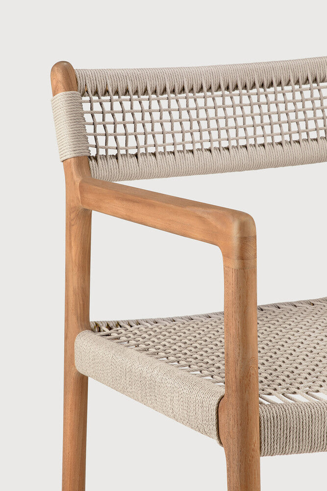 Jack Woven Outdoor Dining Chair Frame | Teak | Beige Cord | With Arms
