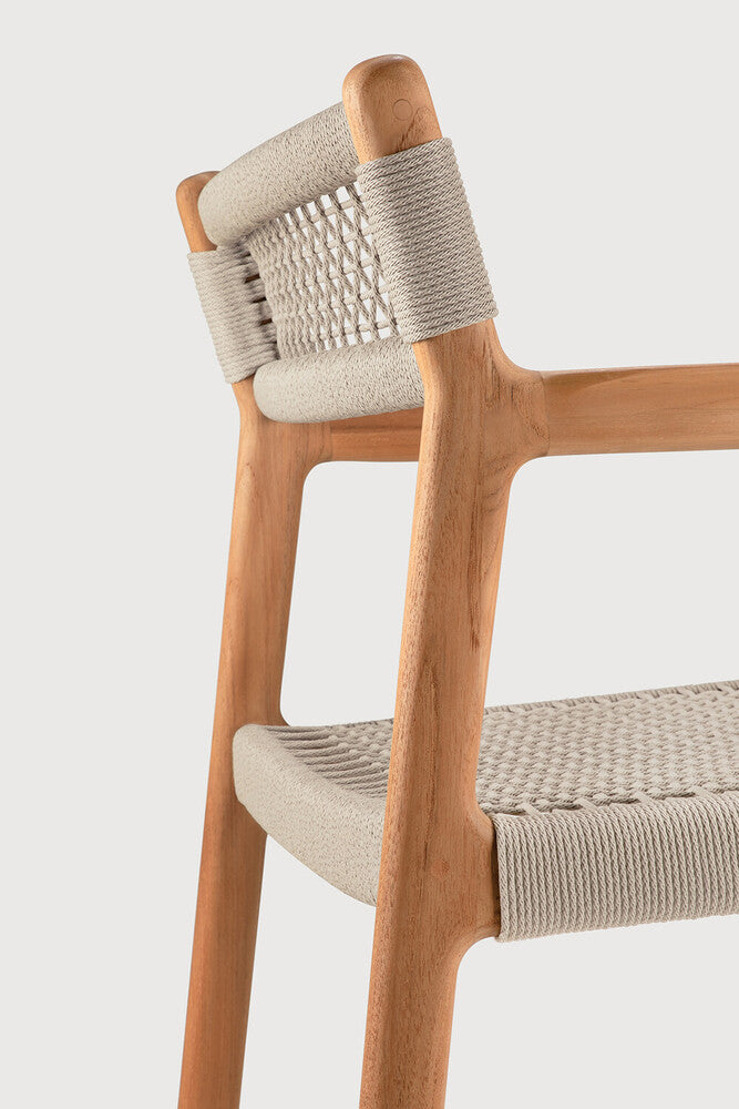 Jack Woven Outdoor Dining Chair Frame | Teak | Beige Cord | With Arms