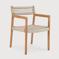 Jack Woven Outdoor Dining Chair Frame | Teak | Beige Cord | With Arms