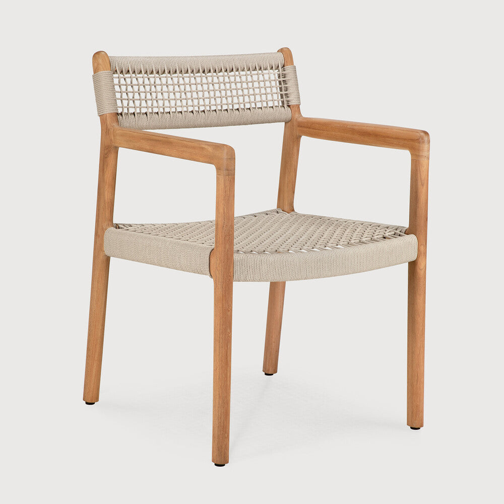 Jack Woven Outdoor Dining Chair Frame | Teak | Beige Cord | With Arms