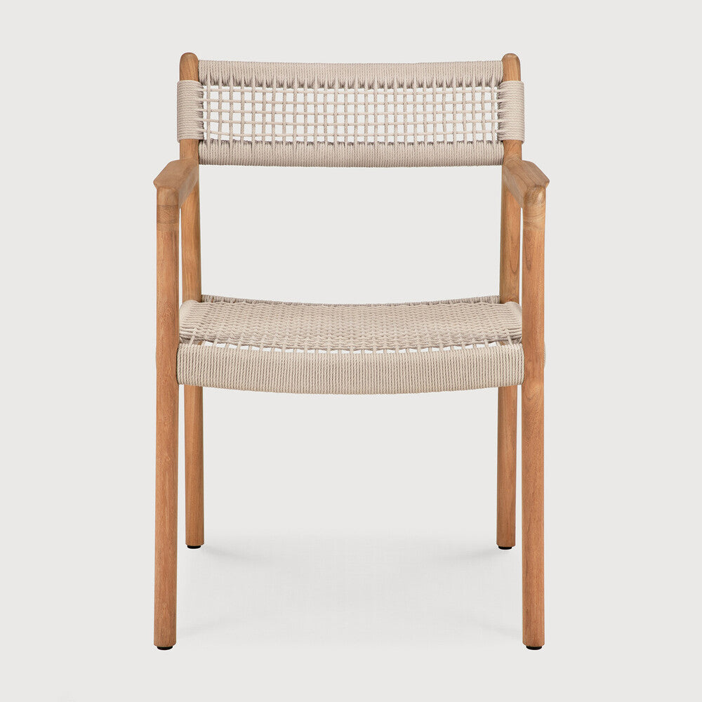 Jack Woven Outdoor Dining Chair Frame | Teak | Beige Cord | With Arms