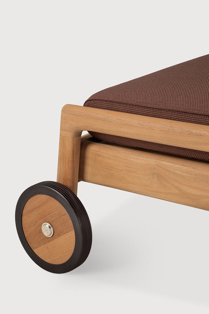 Jack Outdoor Adjustable Lounger | Teak | Burgundy Fabric