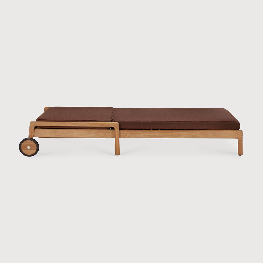 Jack Outdoor Adjustable Lounger | Teak | Burgundy Fabric