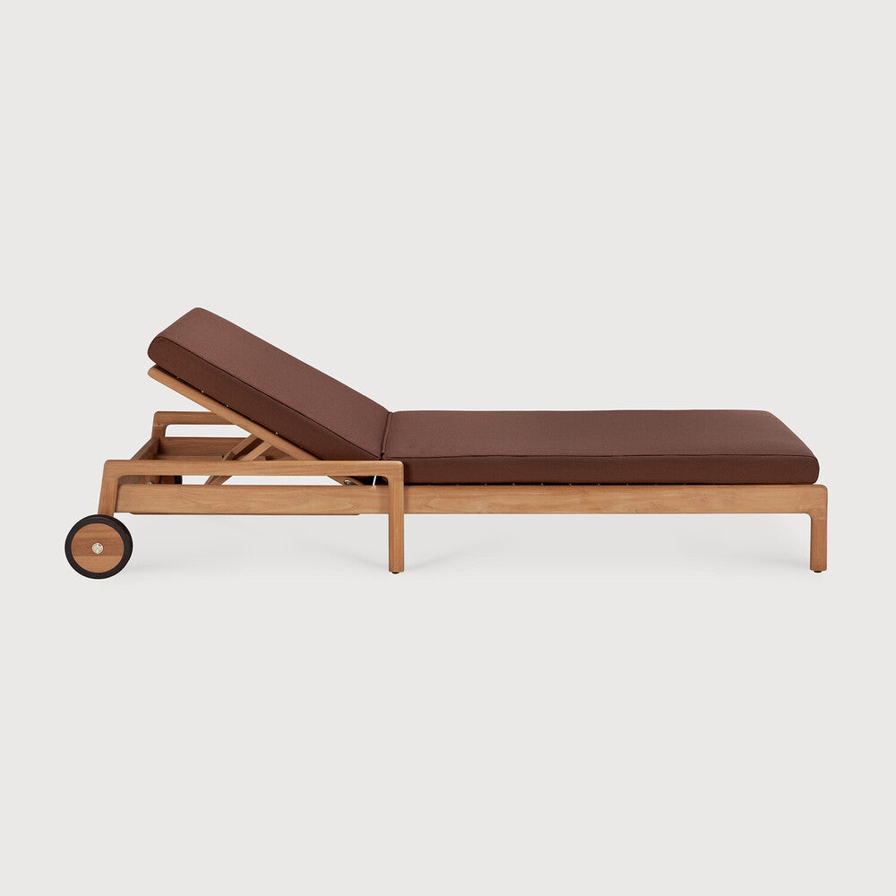 Jack Outdoor Adjustable Lounger | Teak | Burgundy Fabric